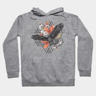 Eagle Artwork, Flowers Triangle Abstract Design for Nature Lovers Hoodie